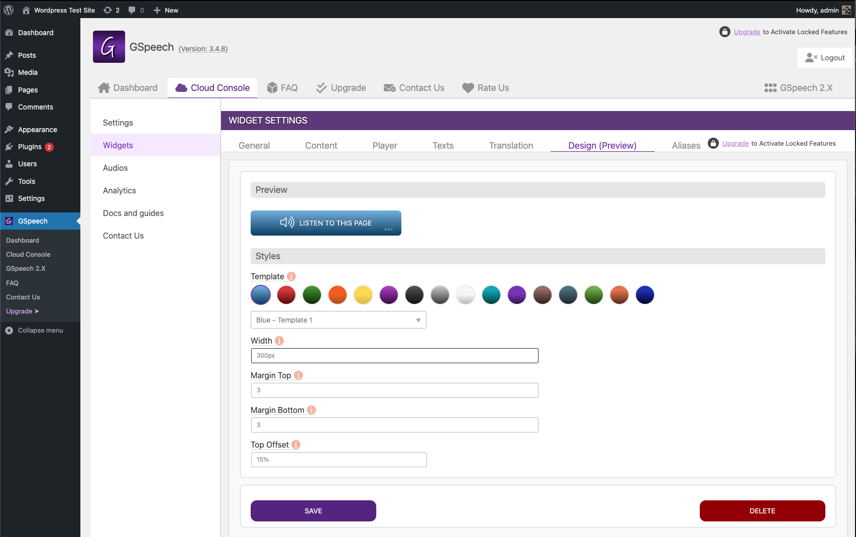 gspeech wordpress text to speech button widget - styles