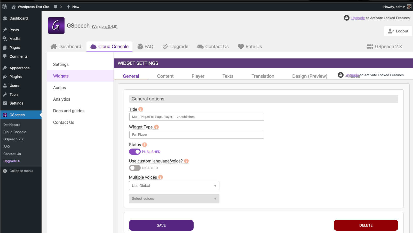 gspeech wordpress text to speech multi widget - general