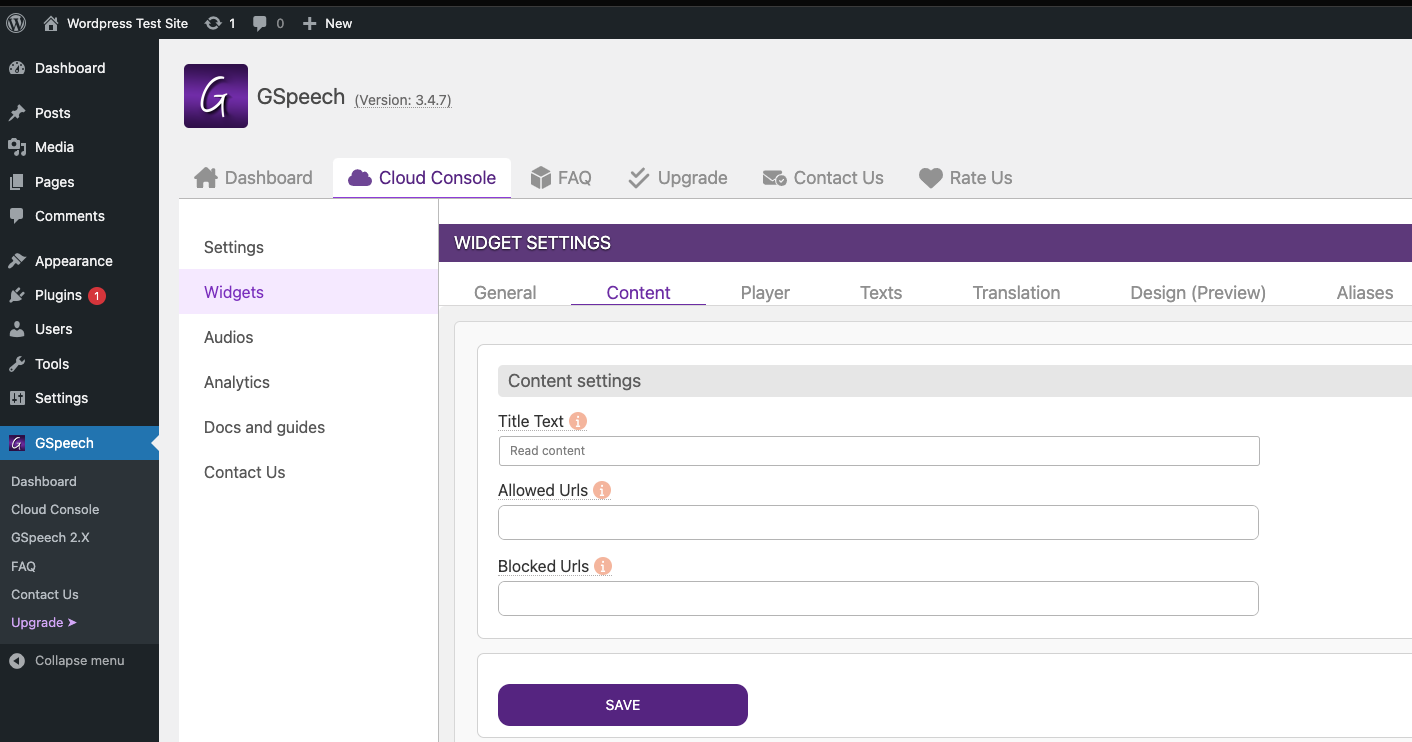 gspeech rht content settings
