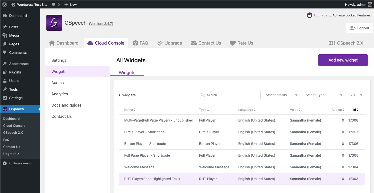 gspeech widgets